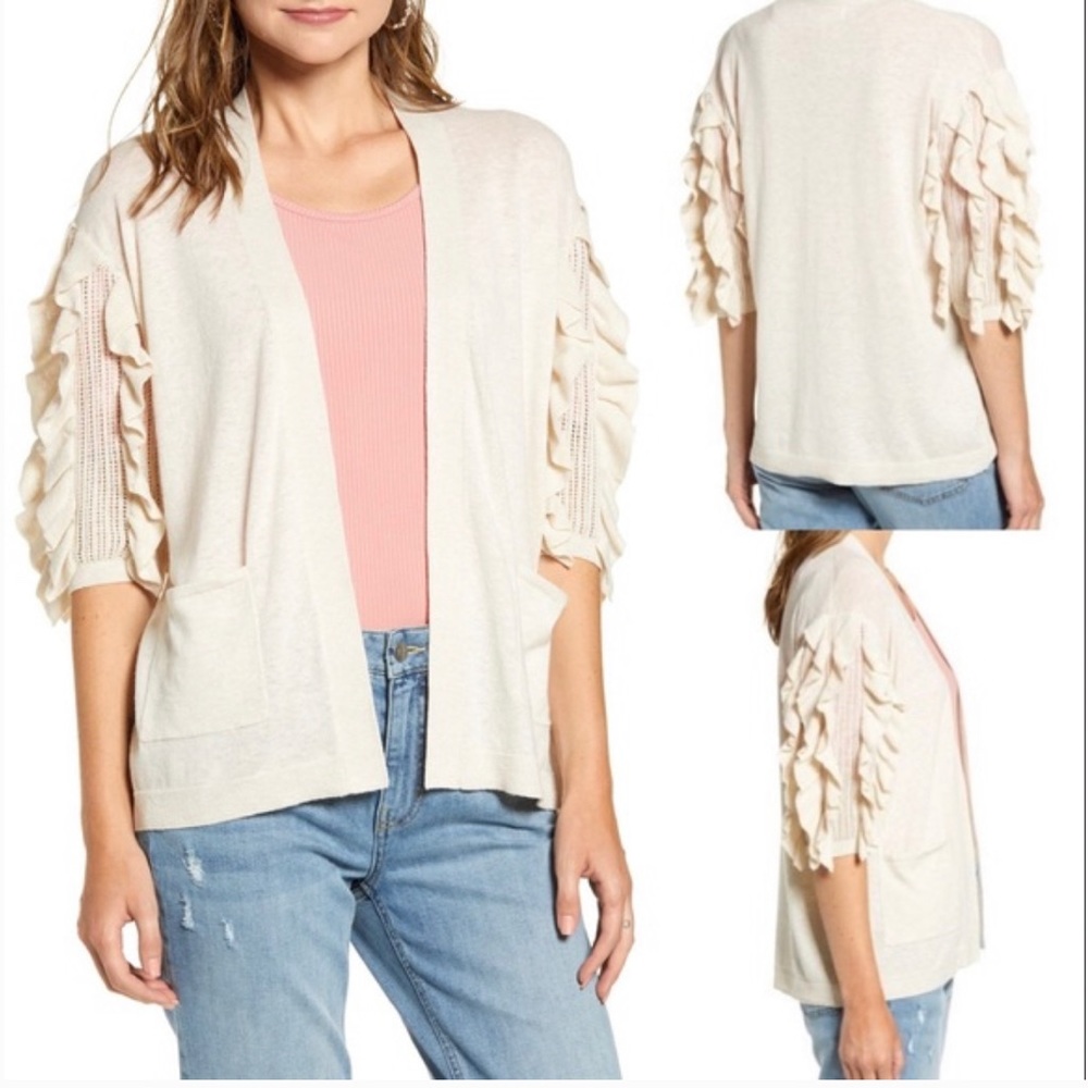 Rachel Parcell Ruffle Sleeve Cardigan Sweater